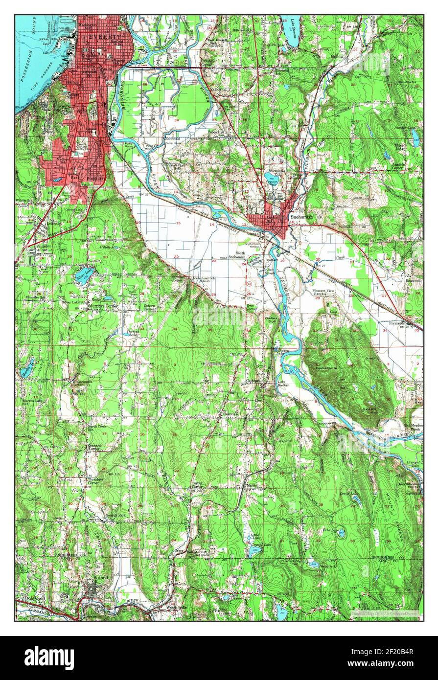 Everett mapa del estado de washington fotografías e imágenes de alta