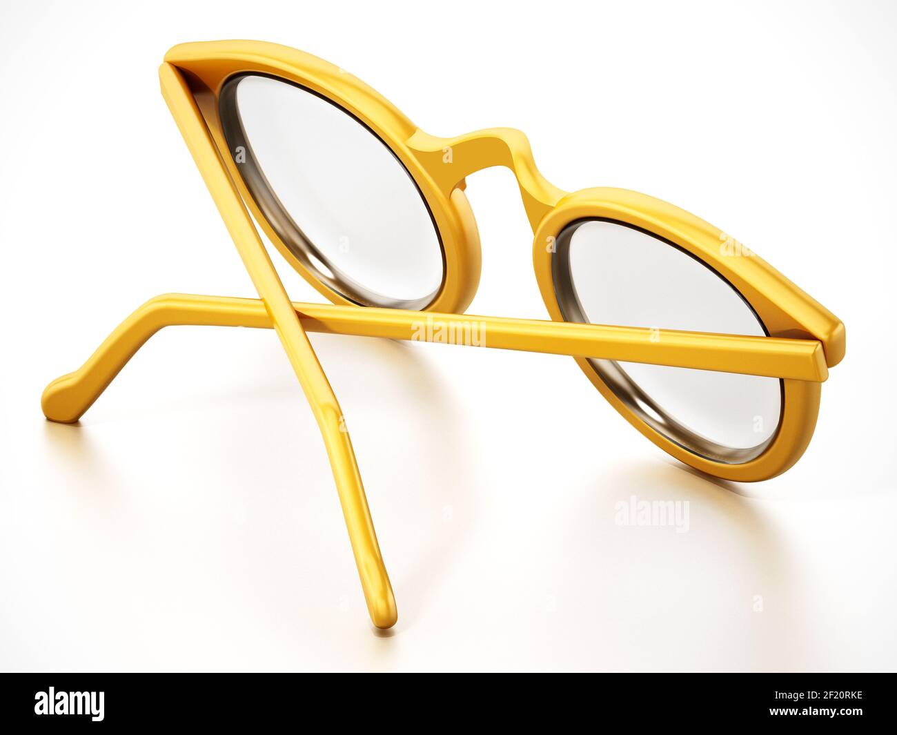 Gafas amarillas redondas aisladas sobre fondo blanco. 3D ilustración  Fotografía de stock - Alamy