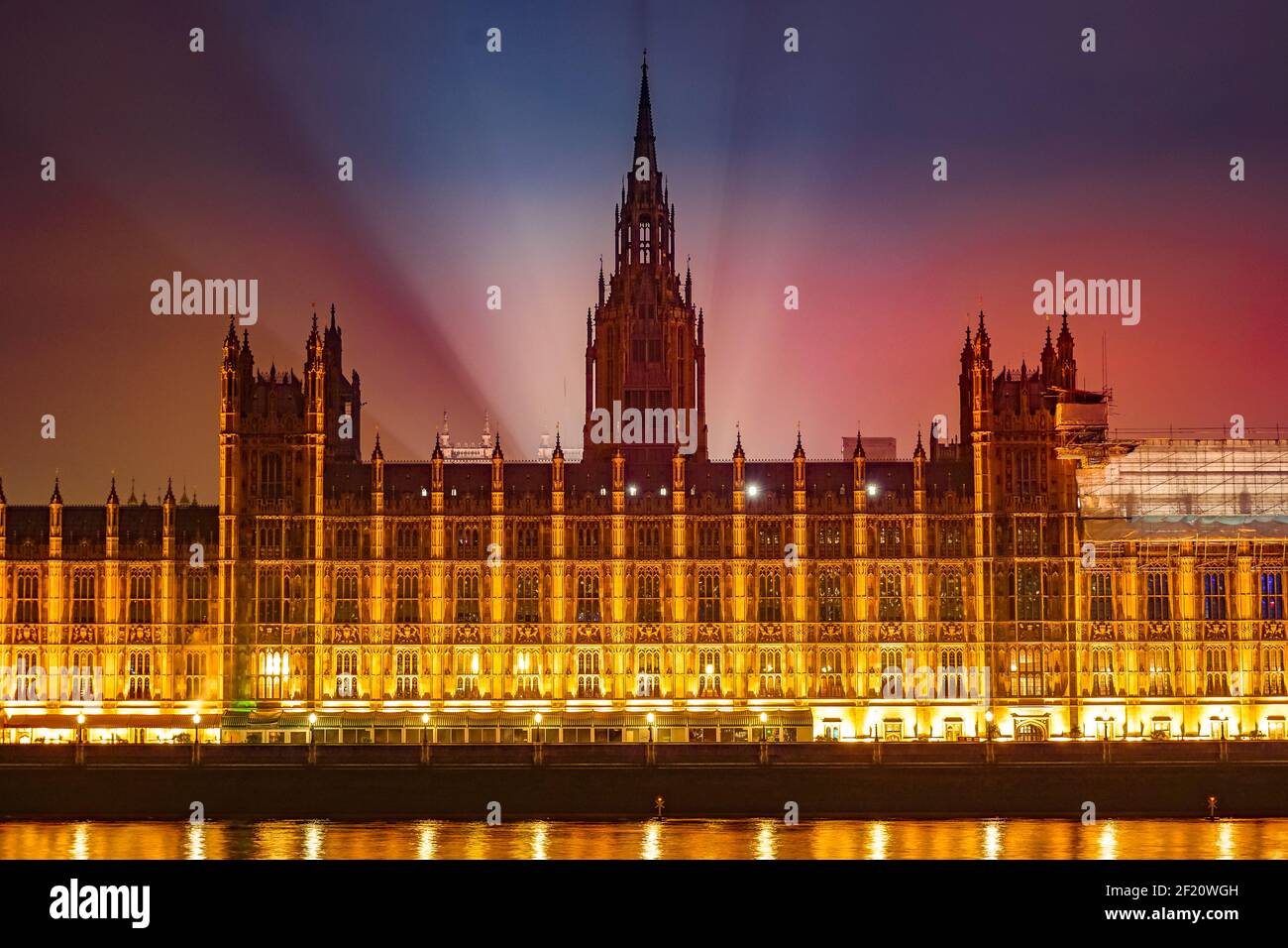 Palacio de Westminster de vista nocturna (Londres) Foto de stock