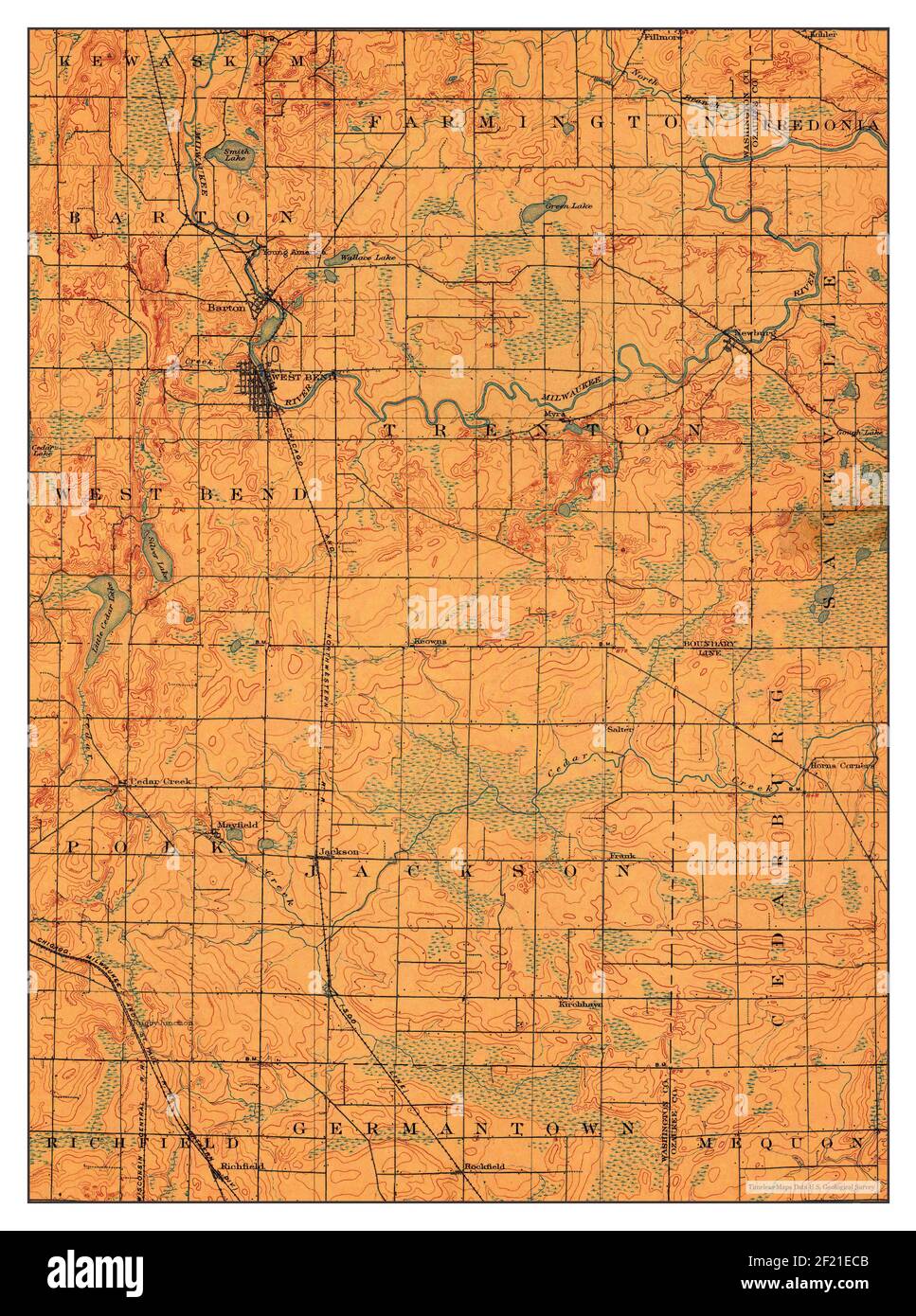 Mapa de west bend wisconsin fotografías e imágenes de alta resolución