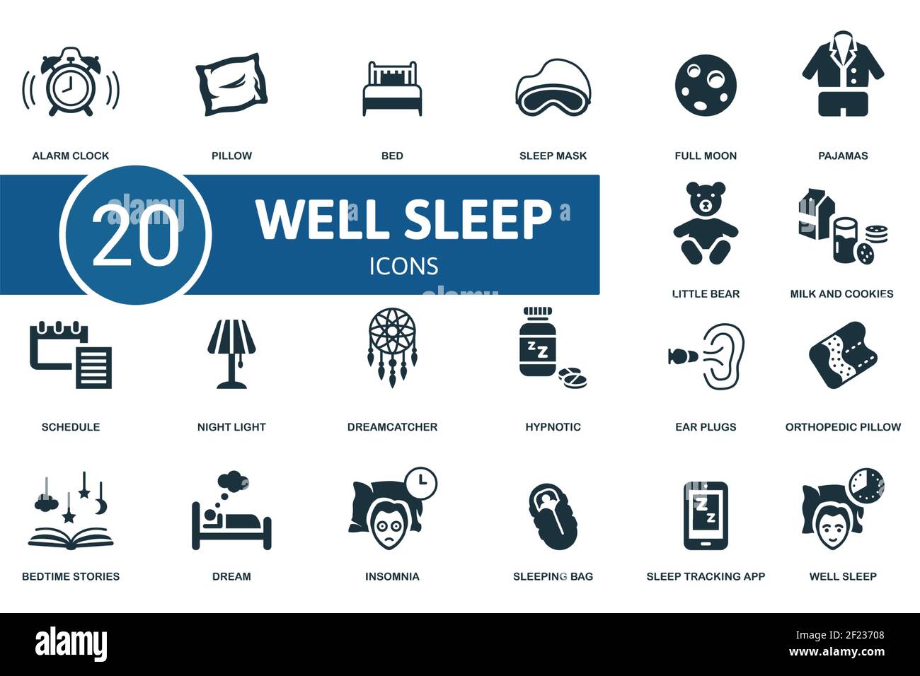 Icono de reposo de pozo establecido. Contiene iconos editables bien tema  del sueño, como almohada, máscara para dormir, pijamas y mucho más Imagen  Vector de stock - Alamy