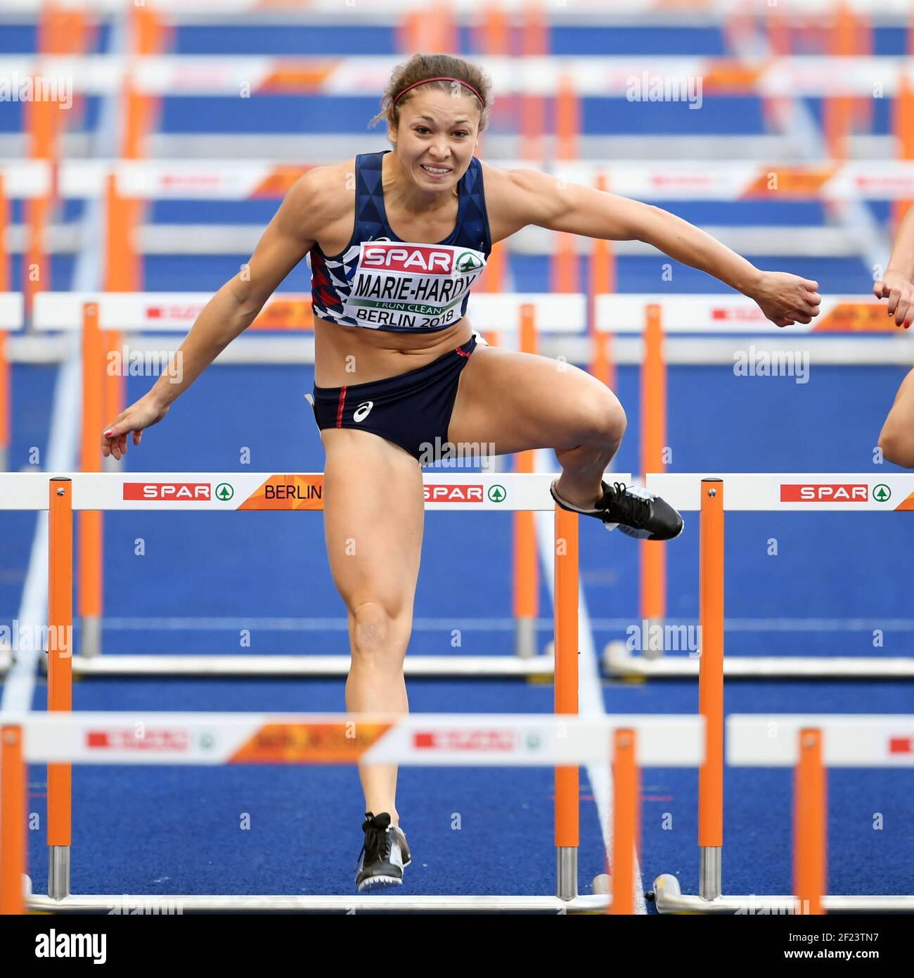 Diane Marie-Hardy compite en mujeres decathlon (110m vallas) durante el  Campeonato Europeo 2018, en el