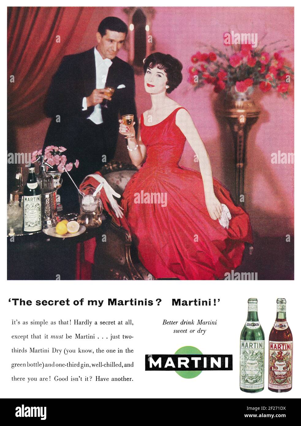 1959 anuncio británico de Martini. Foto de stock