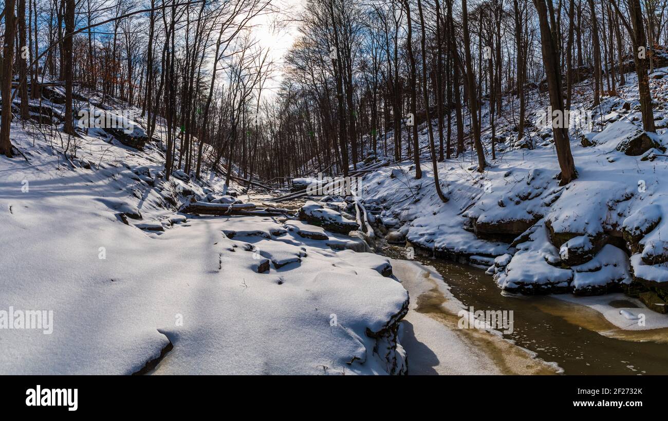 Louth Falls Conservation Area Niagara Escarpment Jordania Ontario Canadá in invierno Foto de stock