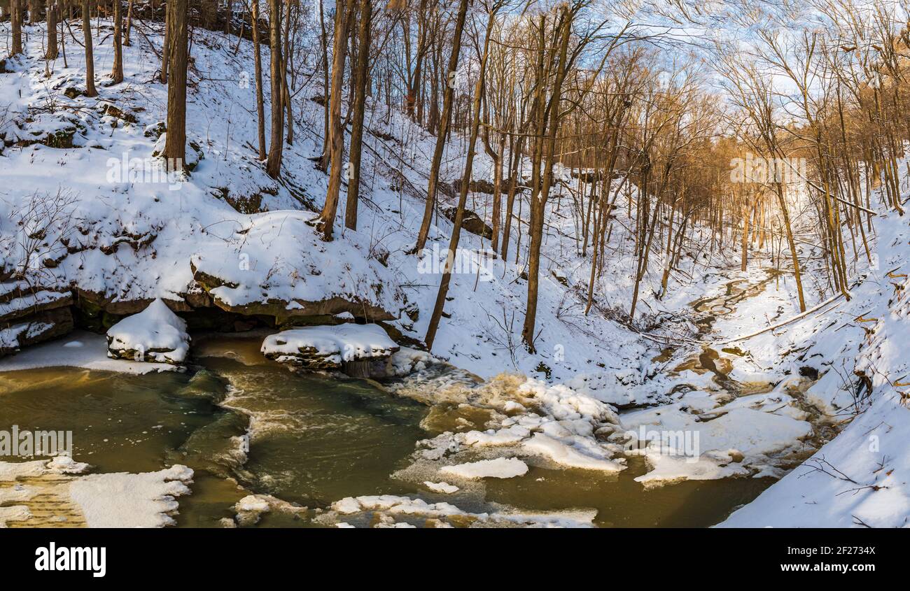 Louth Falls Conservation Area Niagara Escarpment Jordania Ontario Canadá in invierno Foto de stock