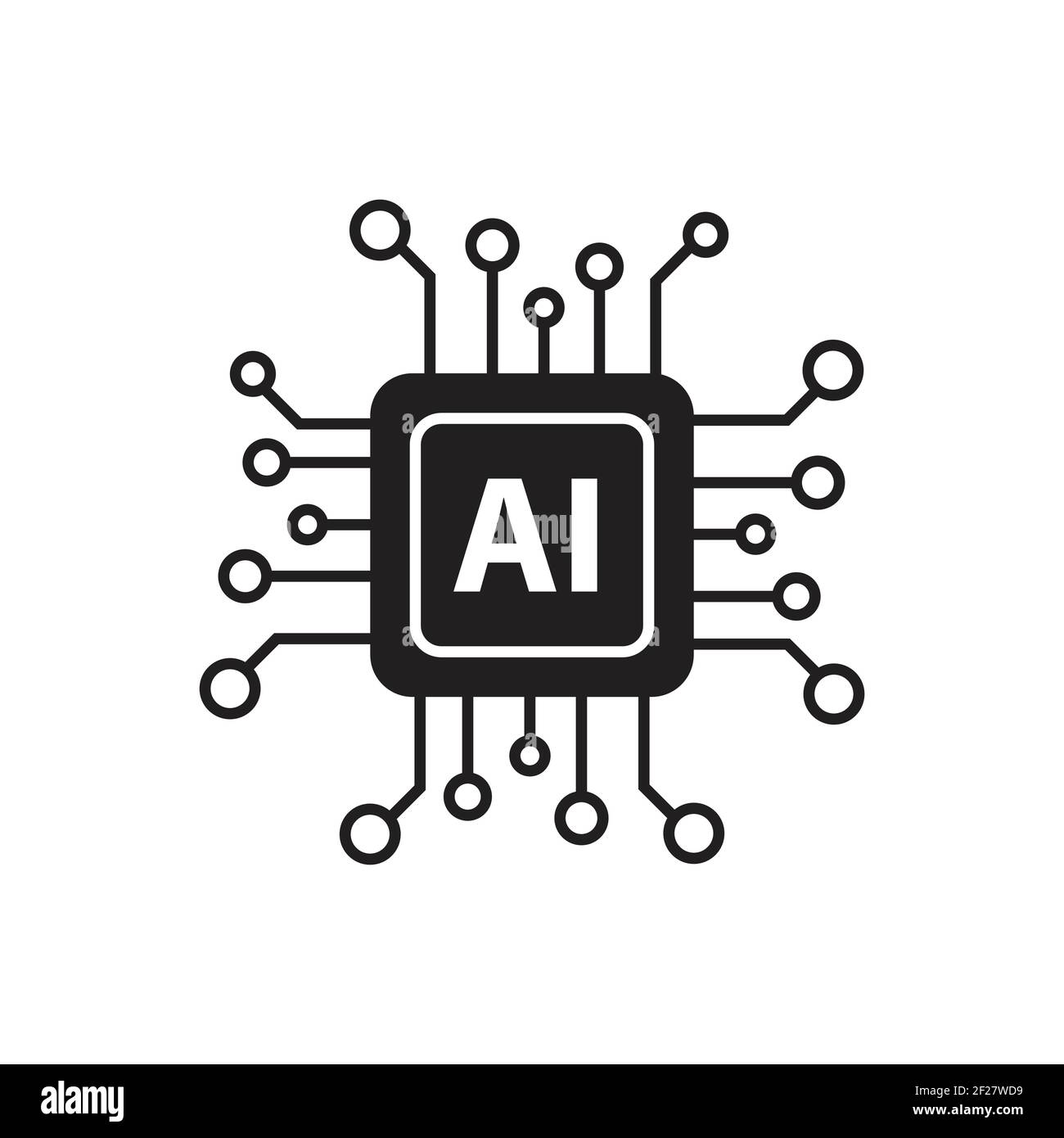 Inteligencia artificial procesador AI chip vector icono símbolo para diseño  gráfico, logotipo, sitio web, redes sociales, aplicación móvil, ilustración  de la interfaz de usuario Imagen Vector de stock - Alamy