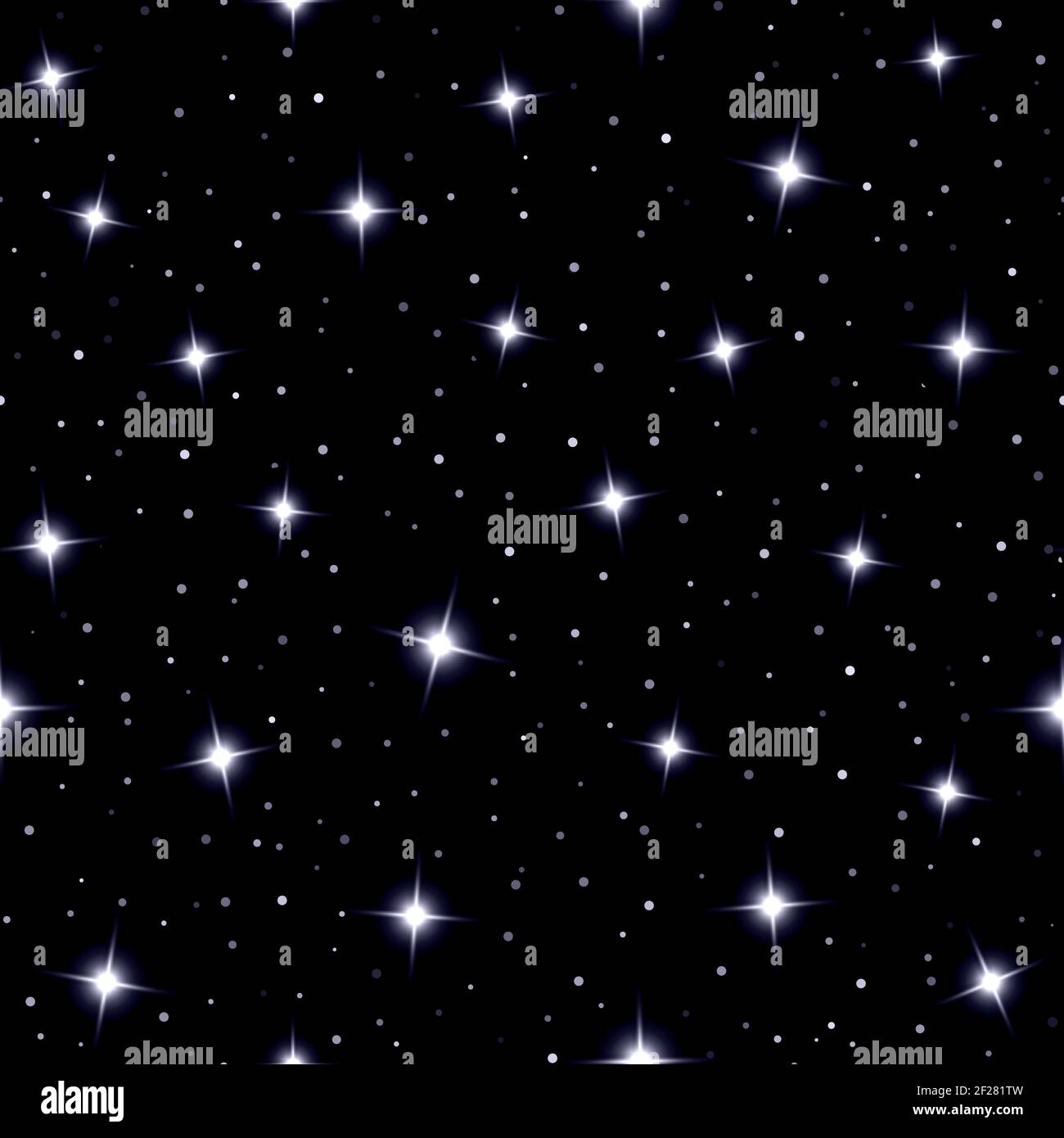 Fondo celestial sin costuras con estrellas brillantes en una oscuridad cielo azul por la noche Ilustración del Vector