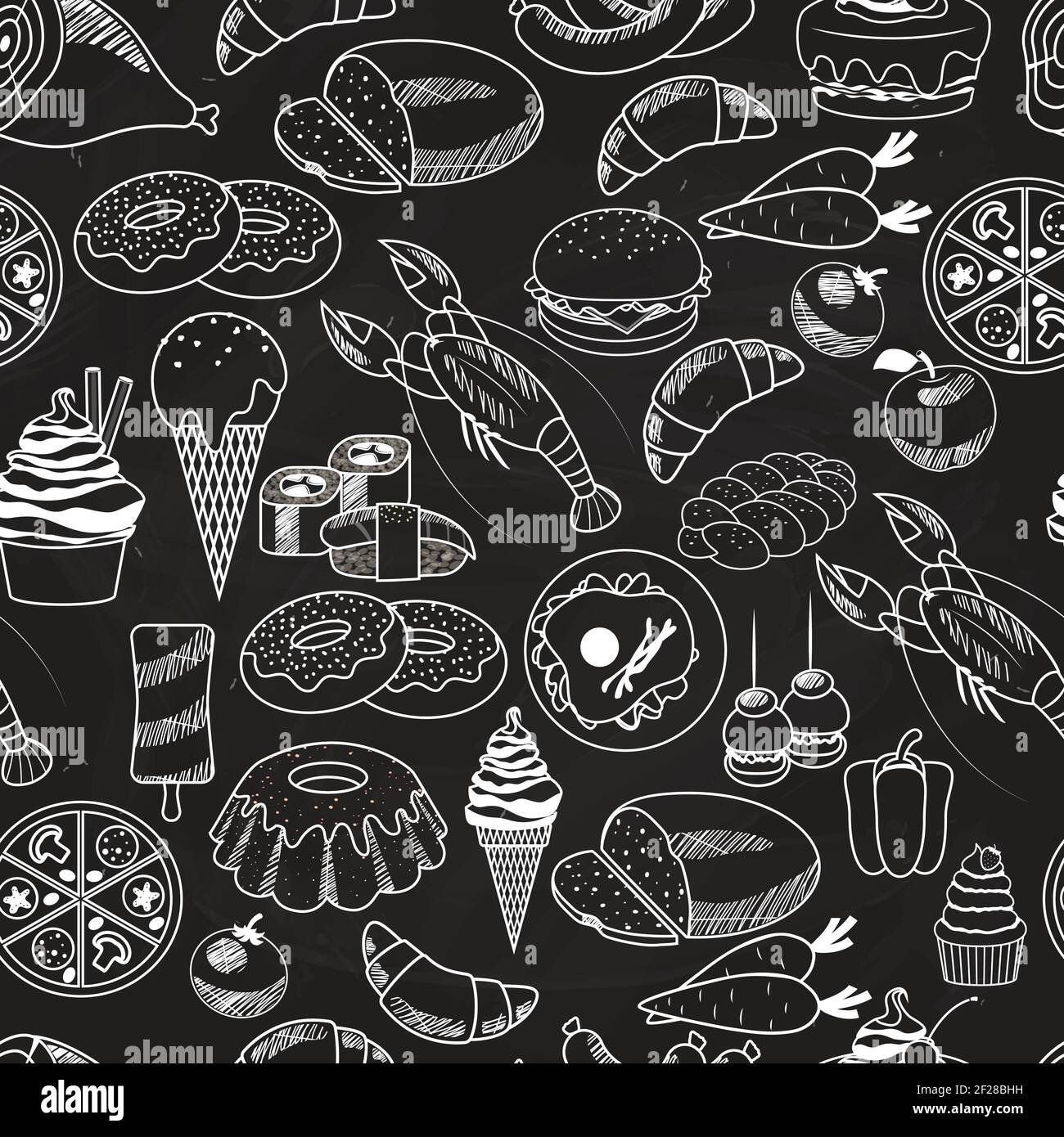 Vector Seamless Food on Chalkboard Fondo para Fondos de   utilizado en restaurantes diseños Imagen Vector de stock - Alamy