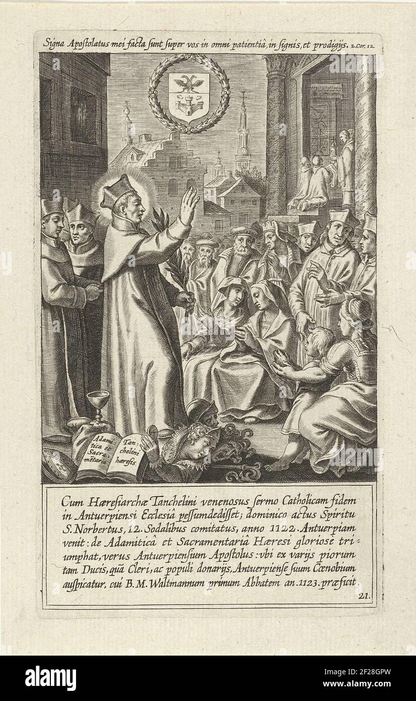 El Saint Norbertus es enviado a Amberes, donde predica contra la enseñanza herética del Monk El Saint Norbertus es enviado a Amberes, donde predica contra la enseñanza herética del Monk