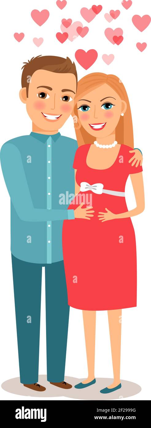 Pareja esperando a bebé. Futuros padres mamá y papá, familia joven.  Ilustración vectorial Imagen Vector de stock - Alamy