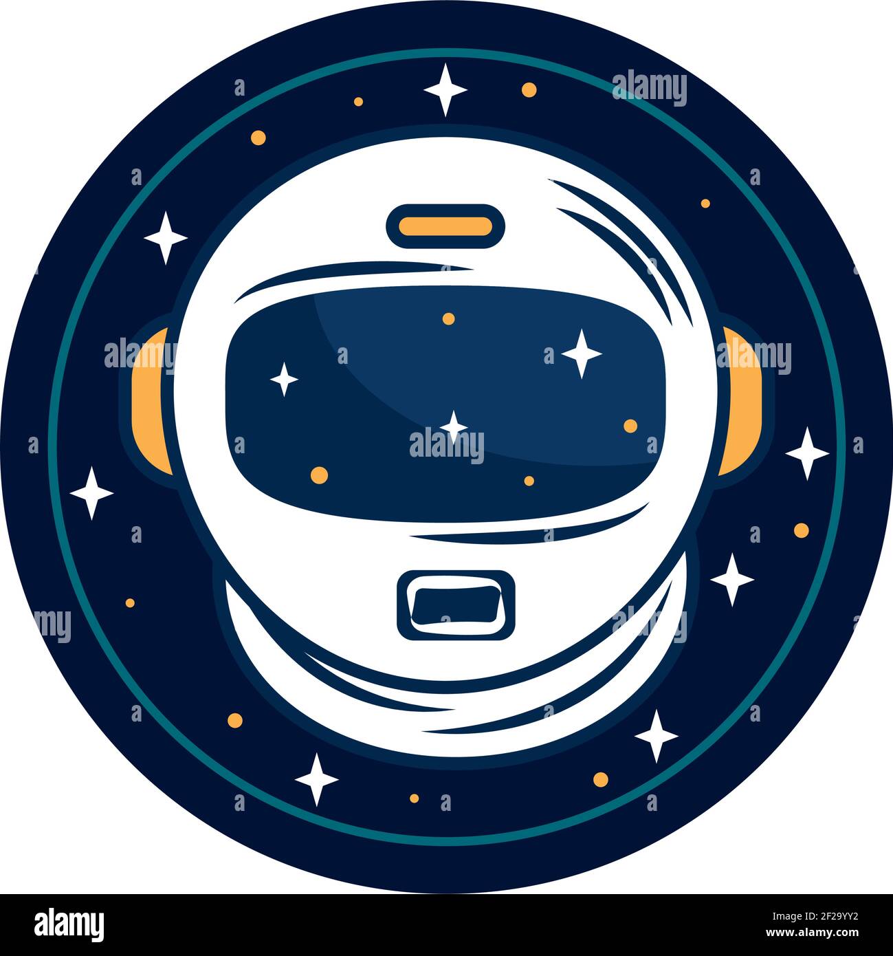 insignia espacial con casco de astronauta Imagen Vector de stock