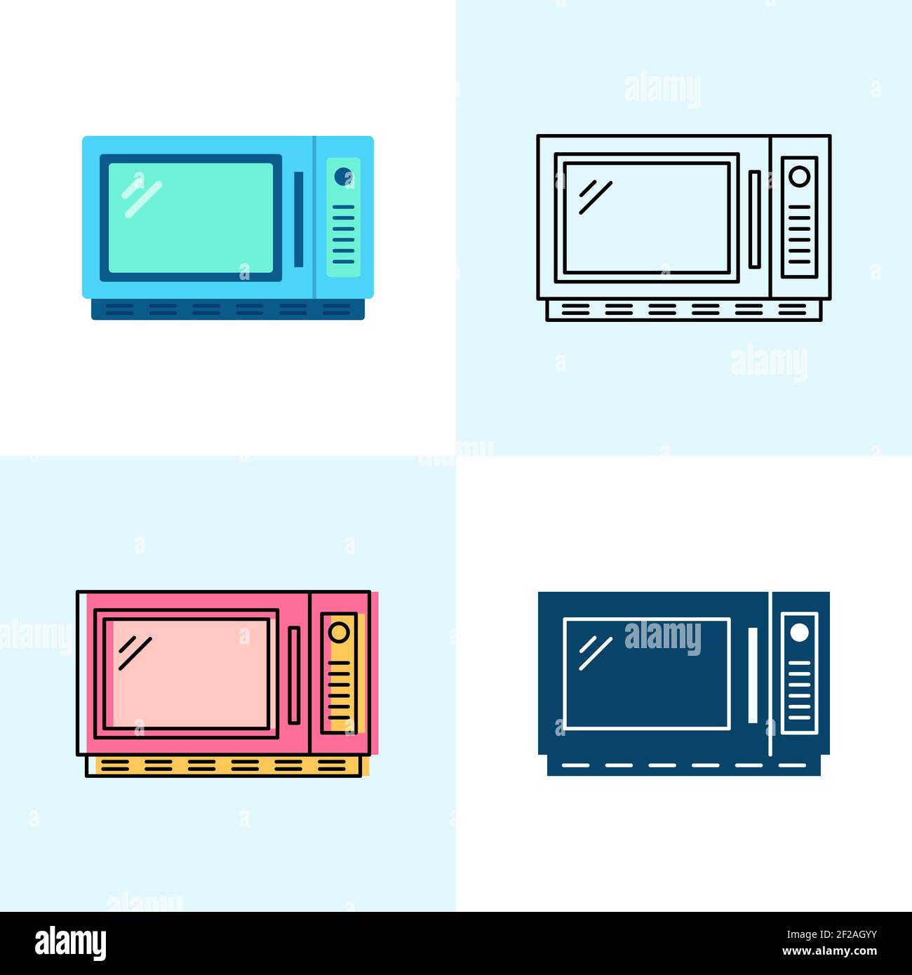 Icono de horno de microondas en estilo plano y lineal. Símbolos del equipo  de cocina. Ilustración vectorial Imagen Vector de stock - Alamy