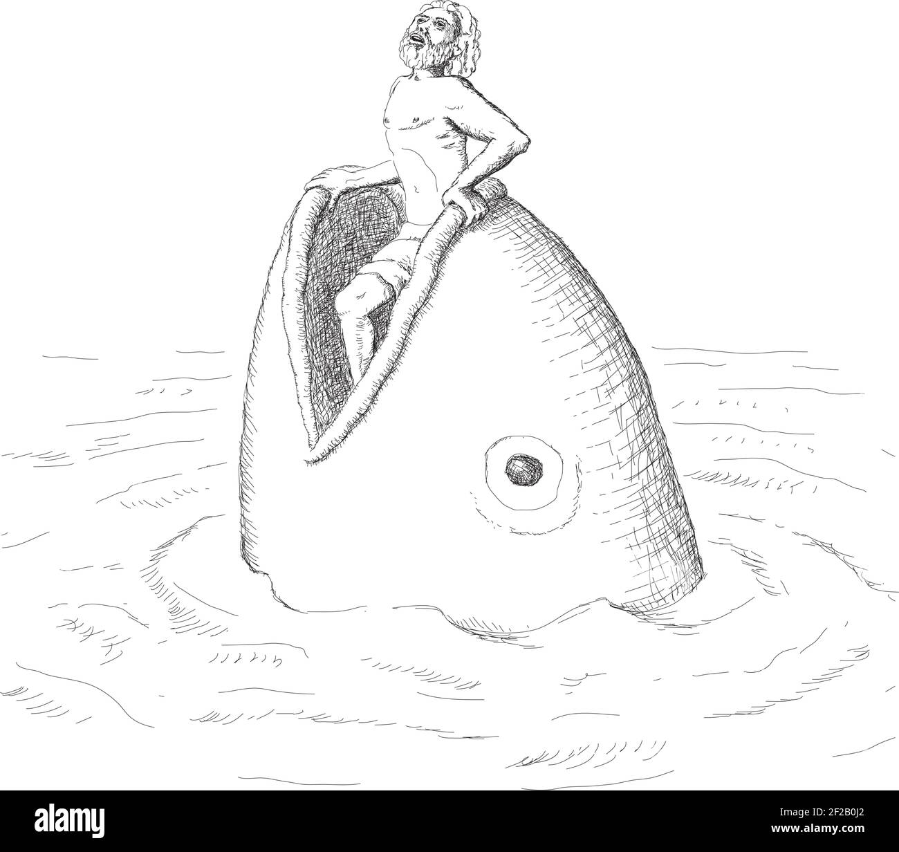 El profeta Jonás y la ballena, un personaje narrado en la Biblia. Dibujo  vectorial a mano alzada Imagen Vector de stock - Alamy