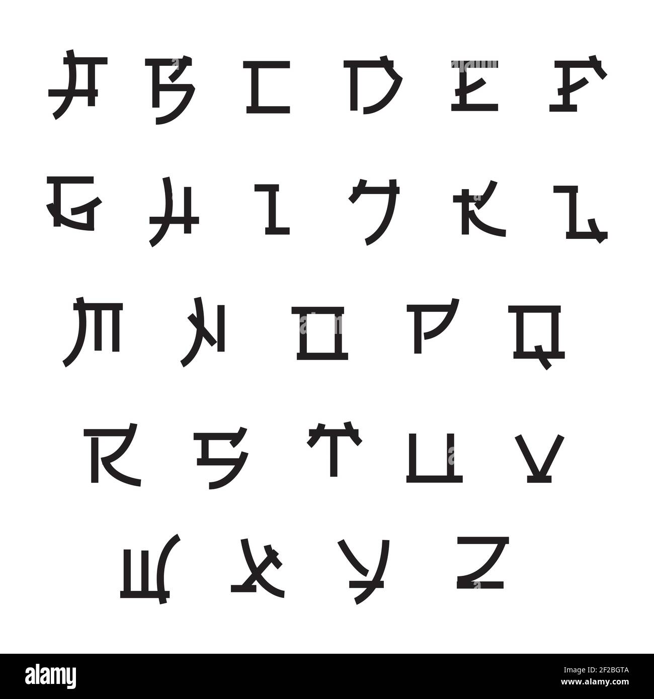 Abecedario Japones En Español Letra Por Letra Fuente en estilo japonés, tipo asiático vectorial. Estilo japonés abc,  ilustración de letra del alfabeto Imagen Vector de stock - Alamy