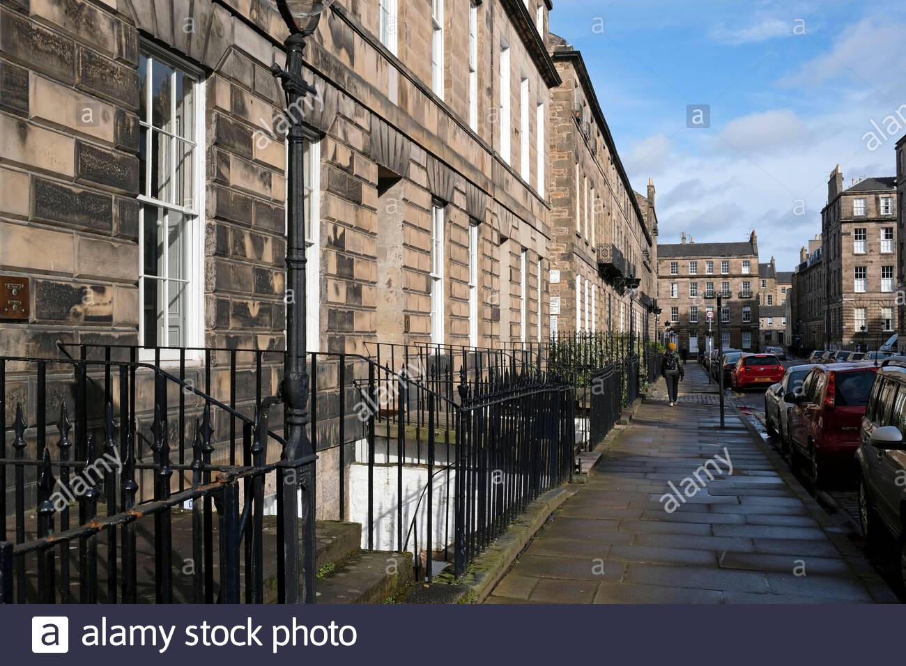 Northumberland Street, Edinburgh New Town Streets, viviendas de lujo, Edimburgo, Escocia Foto de stock