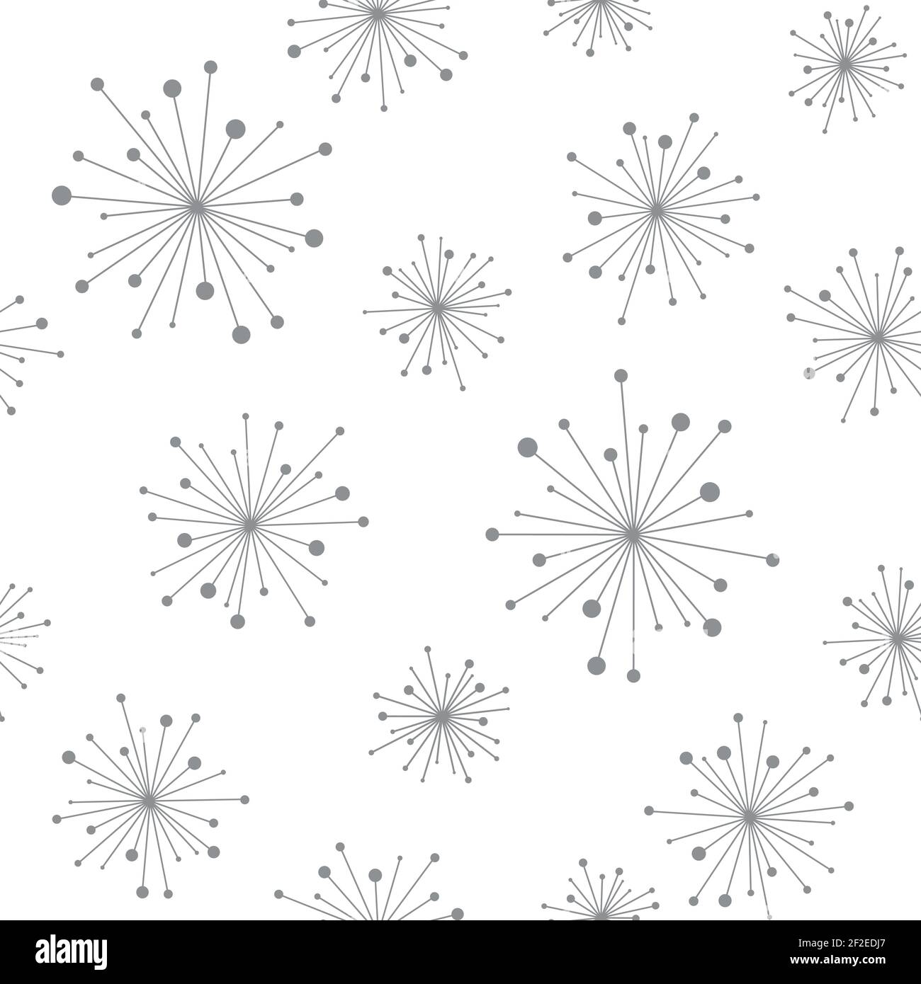 Textura floral sin costuras con flores grises abstractas de diente de león. Fondo blanco. Ilustración vectorial con ramitas. Perfecto para imprimir en tela Ilustración del Vector
