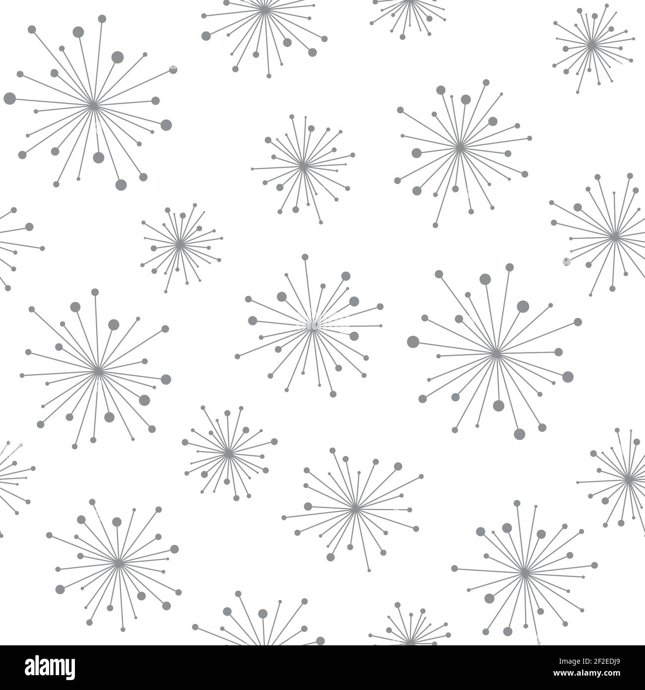 Textura floral sin costuras con flores grises abstractas de diente de león. Fondo blanco. Ilustración vectorial con ramitas. Perfecto para imprimir en tela Ilustración del Vector