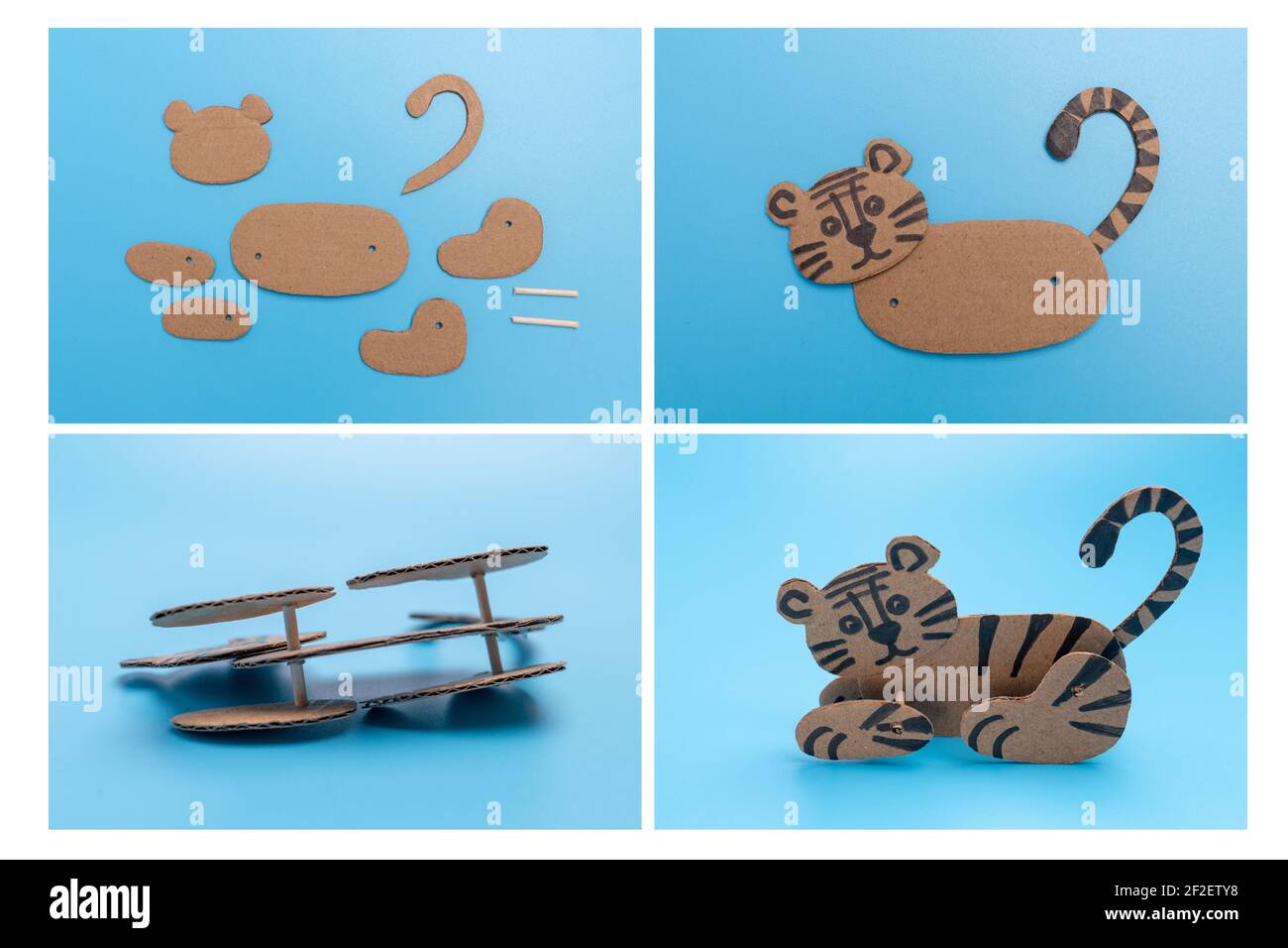 DIY tigre de papel reciclado, proyecto de arte para niños, tutorial,  instrucciones paso a paso Fotografía de stock - Alamy