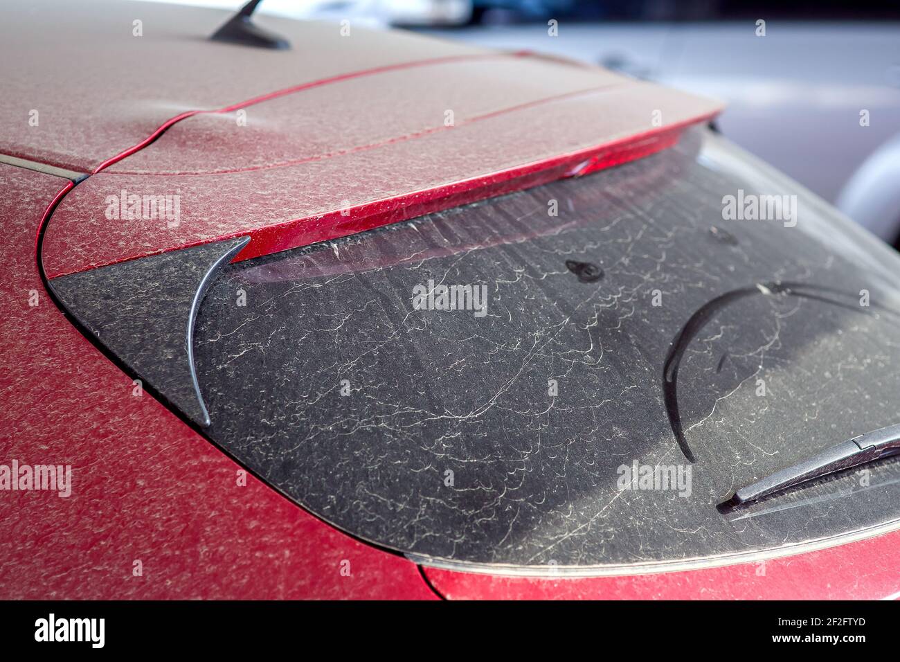 parabrisas trasero con limpiaparabrisas coche sucio en una capa de polvo y  suciedad seca, primer plano sobre el tema del coche. fotografía de coche  Fotografía de stock - Alamy