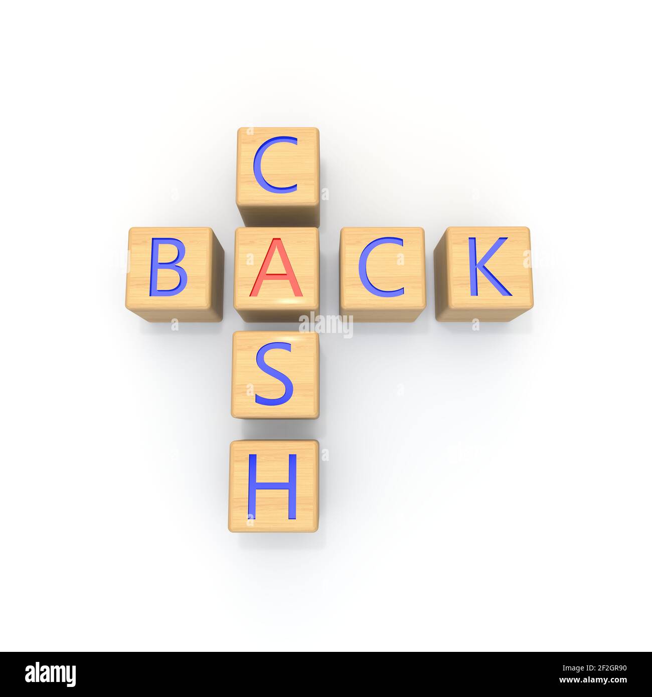 La inscripción DE LA CAJA DE VUELTA está hecha de cubos de madera con