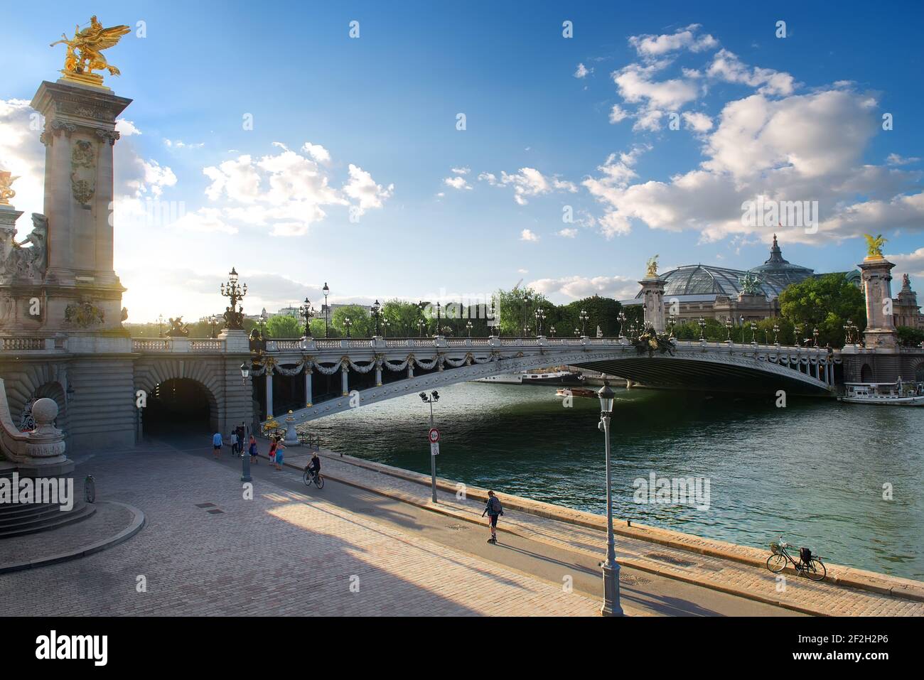 Ver en pont Alexadre III y el Grand Palais de París, Francia Foto de stock