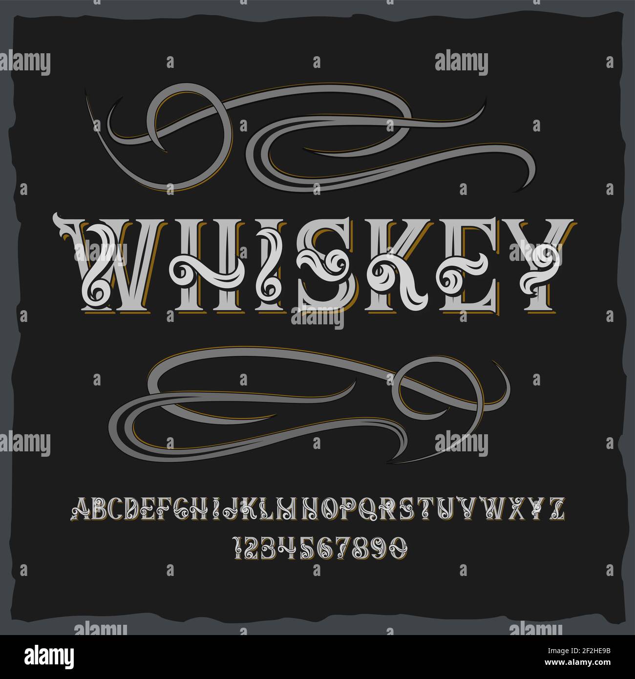 Vintage whisky font. Las letras del alfabeto escritas a mano