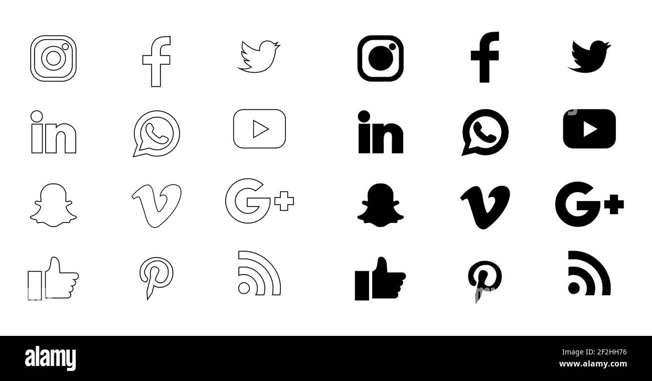 Samme systematisk bekræfte Conjunto de iconos de línea de medios sociales establecido para diferentes redes  sociales redes Imagen Vector de stock - Alamy