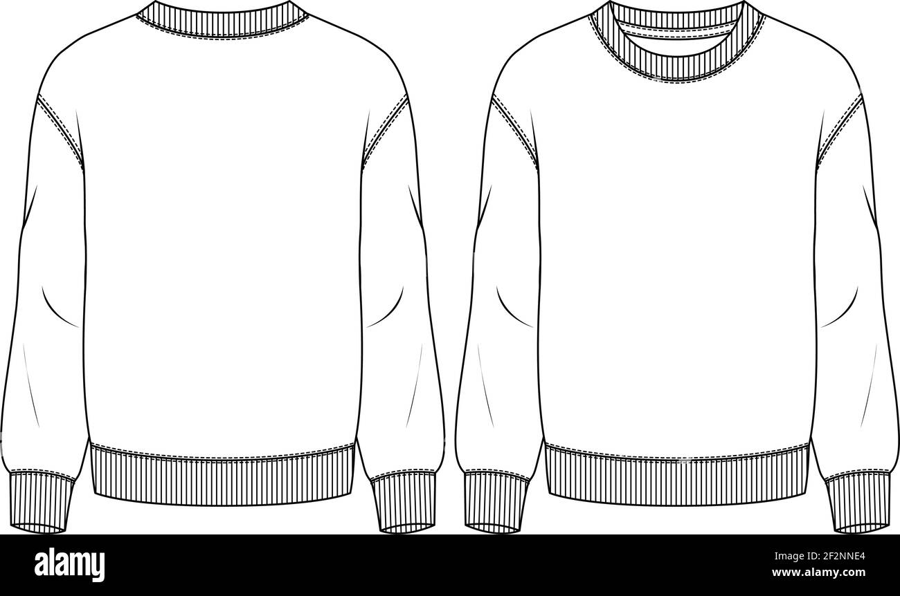 Plantilla de dibujo plano de moda para hombre Fleece Top. Ilustración técnica de moda. Sudadera para chicos Ilustración del Vector