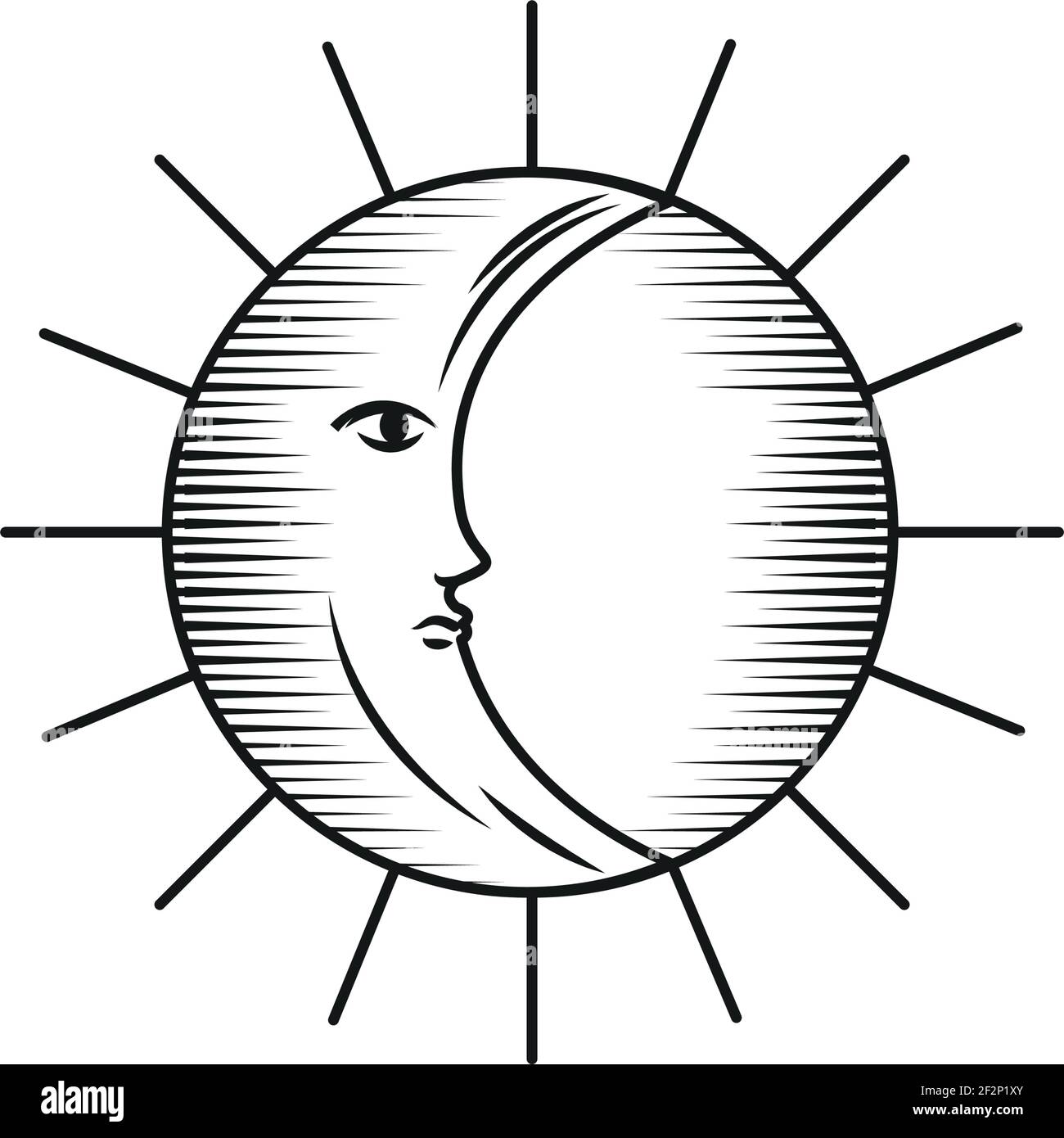 astrología sol luna cara boceto Imagen Vector de stock Alamy