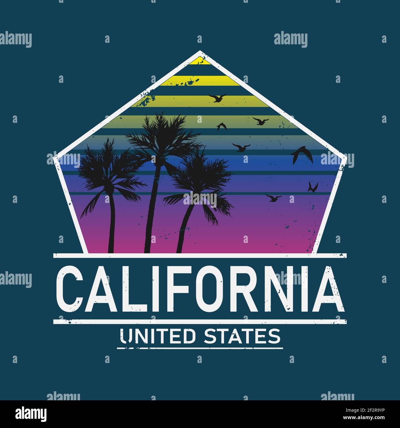 Tipografía de California para la impresión de la camiseta, ilustración del vector Ilustración del Vector