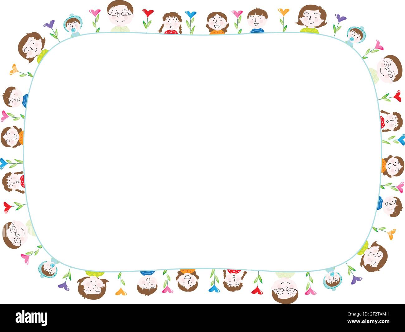 vector de dibujos animados familia borde marco de la tarjeta de fondo  Imagen Vector de stock - Alamy