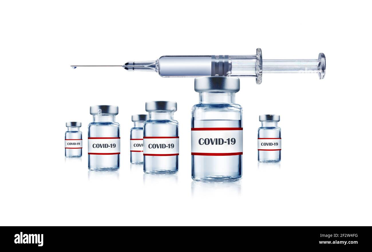 Impfstofflaschen Covid-19 und Spritze Foto de stock