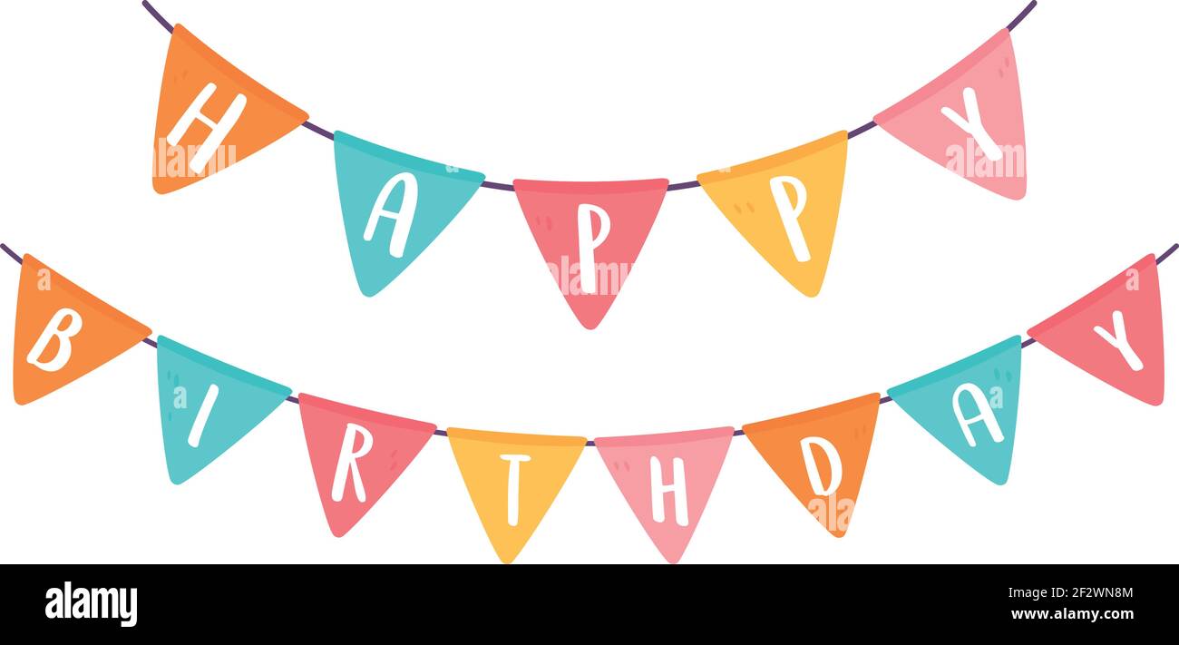 Planta pintor ataque feliz cumpleaños pennants celebración colgante Imagen Vector de stock -  Alamy