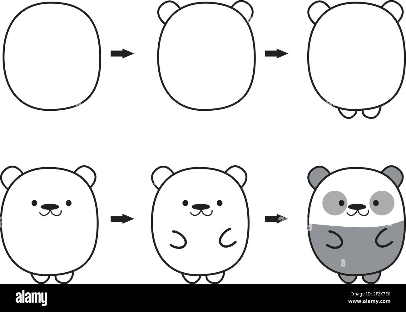 cómo dibujar animales de dibujos animados por encima de la forma paso a  paso paso Imagen Vector de stock - Alamy