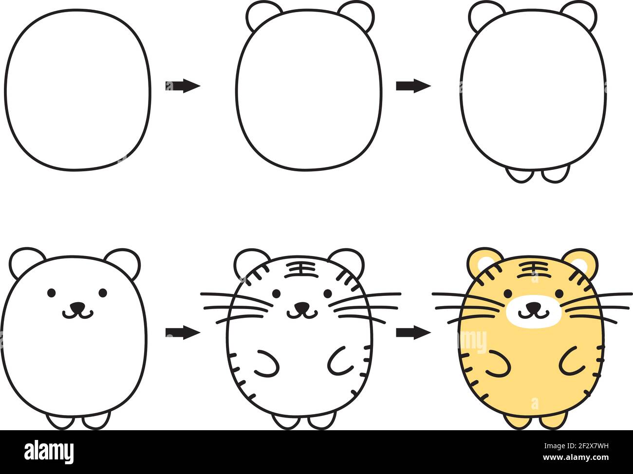 cómo dibujar animales de dibujos animados por encima de la forma paso a paso  paso Imagen Vector de stock - Alamy