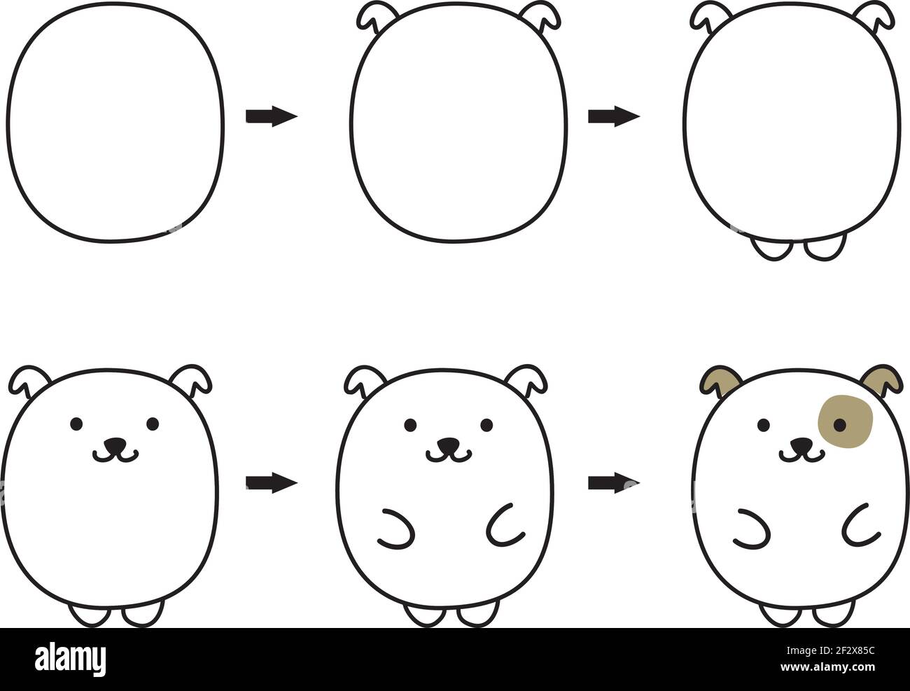 cómo dibujar animales de dibujos animados por encima de la forma paso a  paso paso Imagen Vector de stock - Alamy