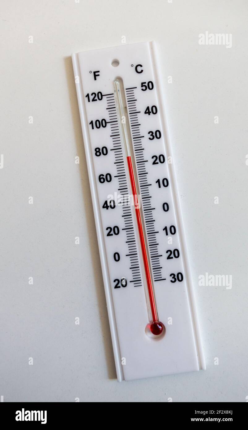 Termómetro que muestra la temperatura en grados Fahrenheit y centígrados  Fotografía de stock - Alamy