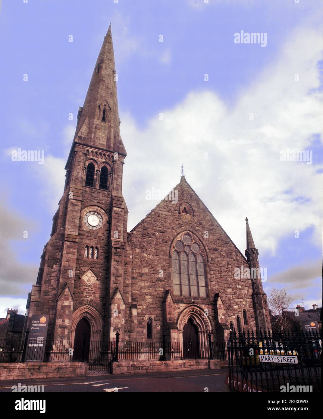 Iglesia de Strean Newtownards Co Down NI Fotografía de cine de medio formato en la calle Foto de stock