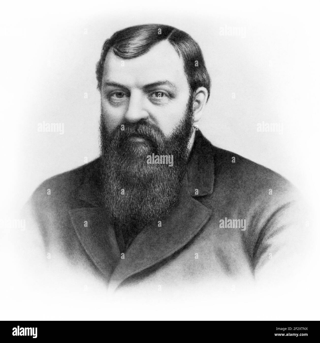 Dwight Lyman Moody (1837-1899), evangelista cristiano estadounidense, en un retrato de 1877 de Alden Finney Brooks. (EE.UU.) Foto de stock