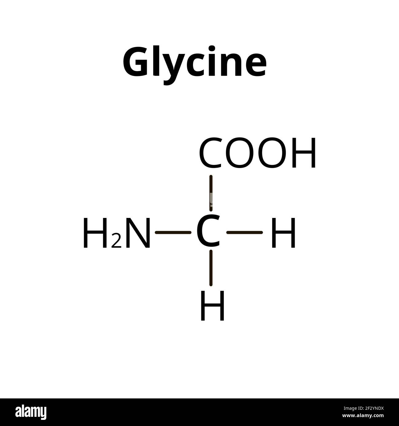 Aminoácido Glycine. La fórmula molecular química de la glicina es un
