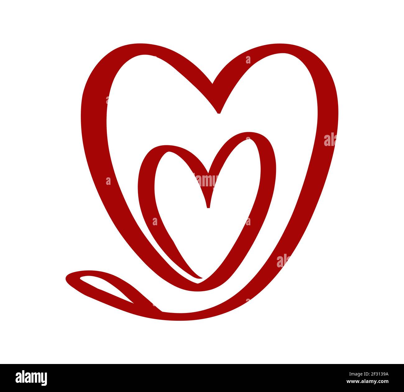 Dos corazones de día de San Valentín aislados sobre fondo blanco Foto de stock