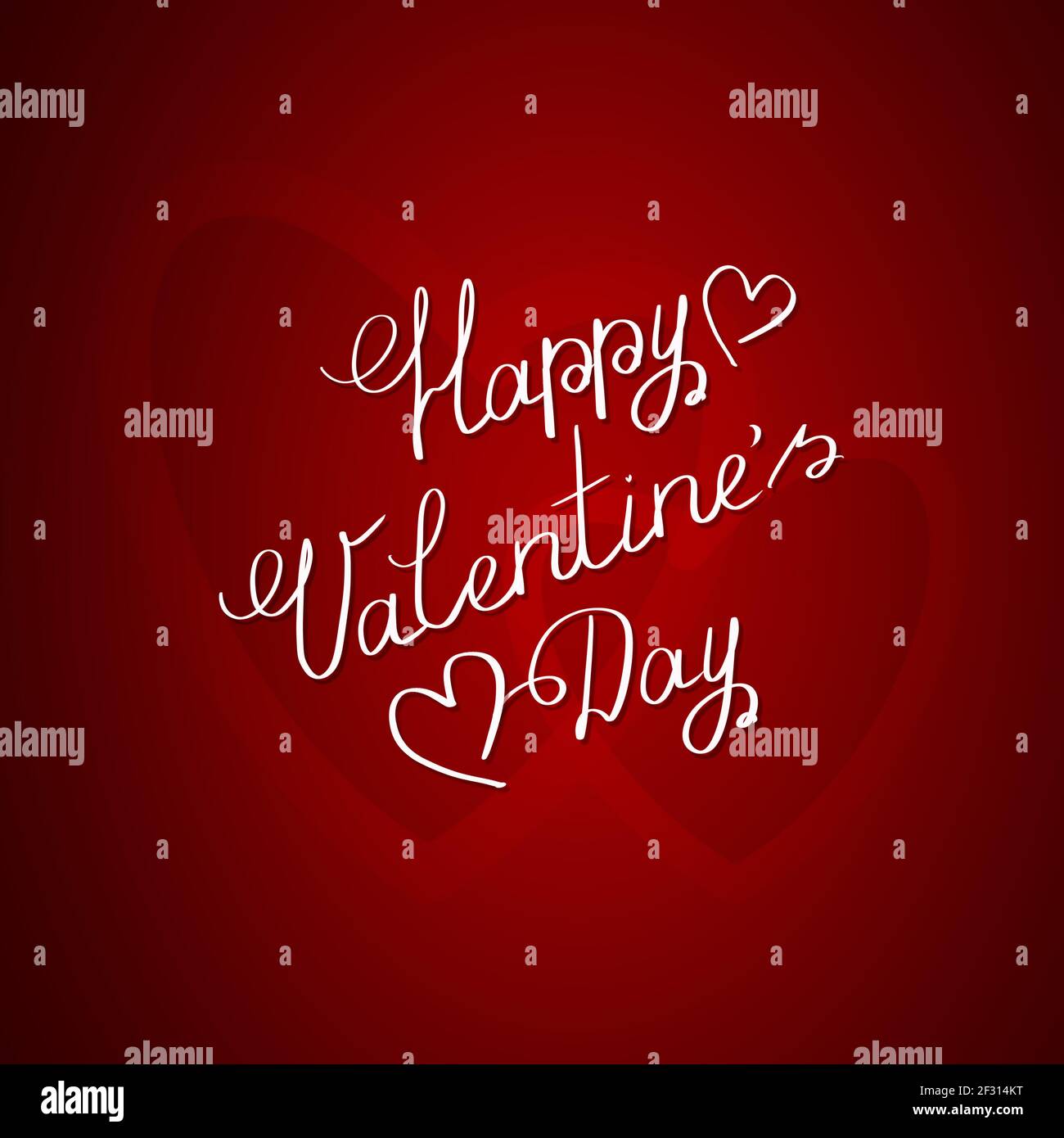 Dos corazones de día de San Valentín y la frase Feliz día de San Valentín Foto de stock