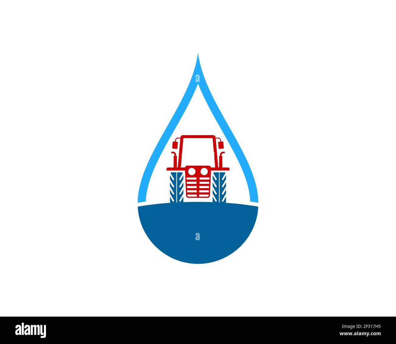 Gota de agua sencilla con tractor agrícola en el interior Foto de stock