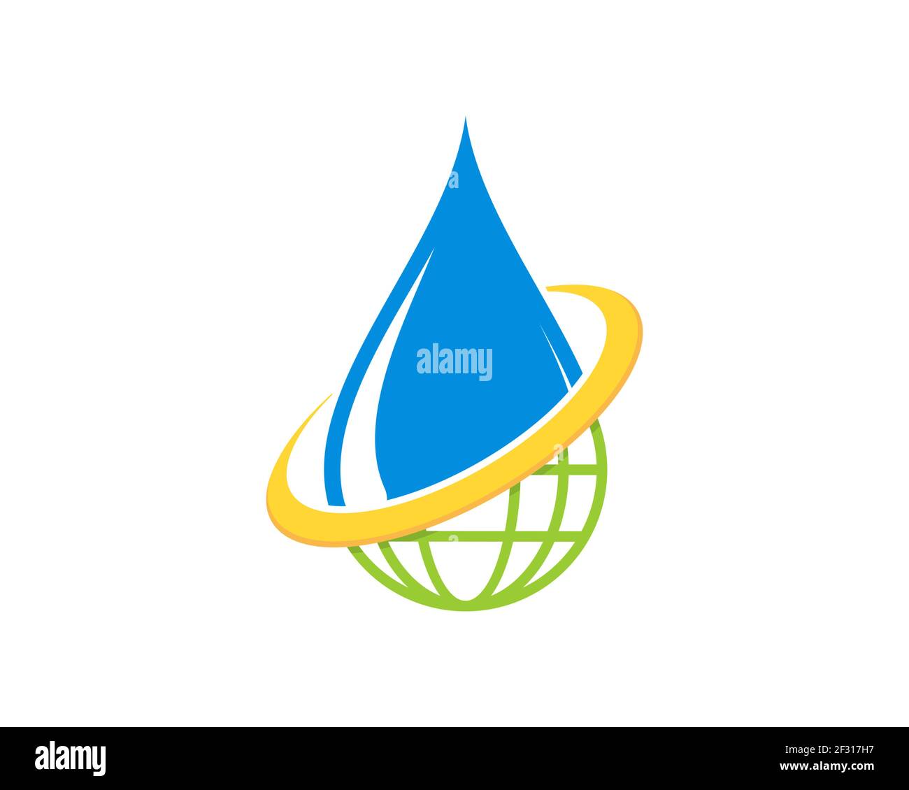 Combinación de gota de agua con logo verde globo Foto de stock