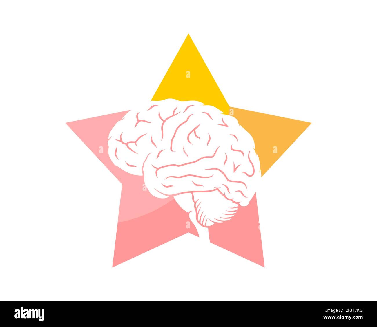 Cerebro inteligente dentro de la forma de la estrella Foto de stock
