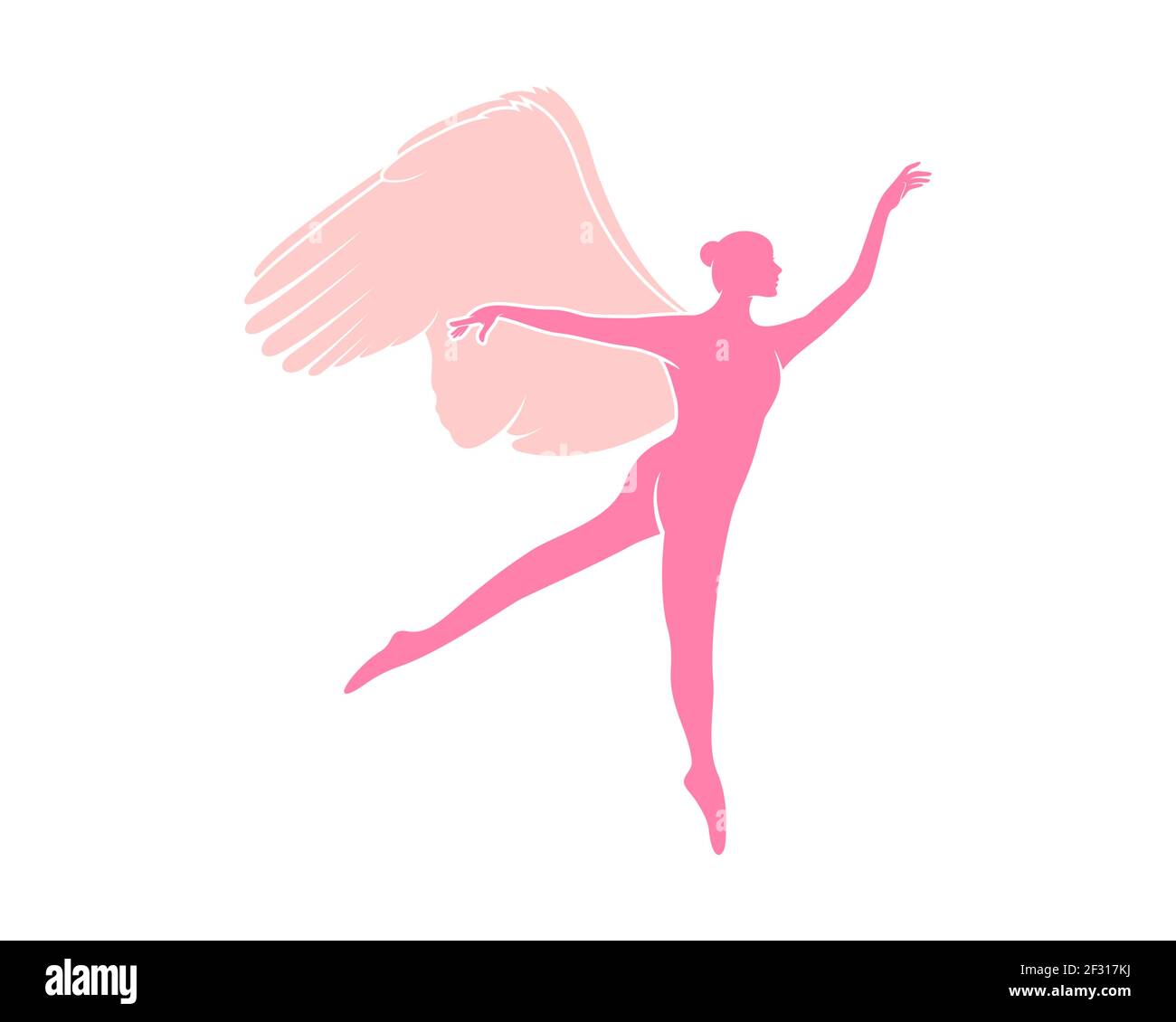 Mujer bailarina con alas rosadas Foto de stock
