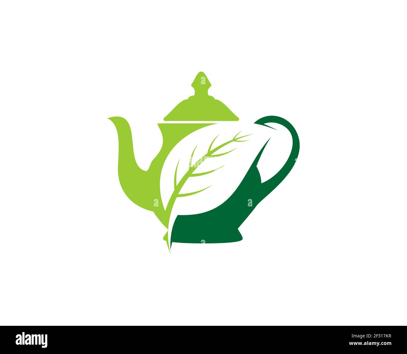 Tea pot con la hoja de la naturaleza en el interior Foto de stock