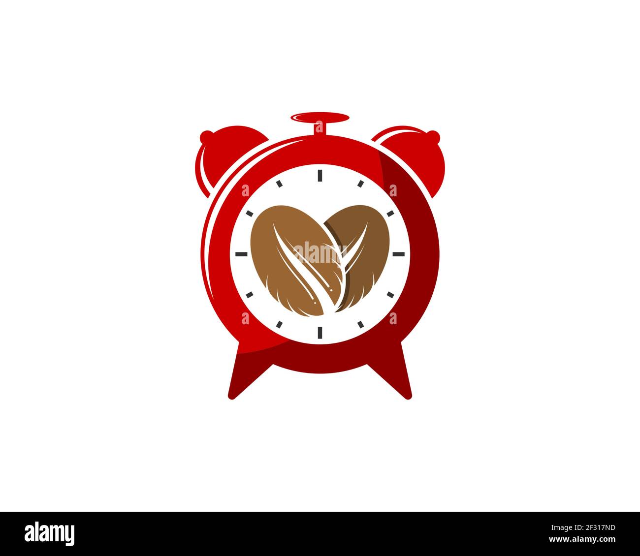Hora de alarma con granos de café en el interior Foto de stock