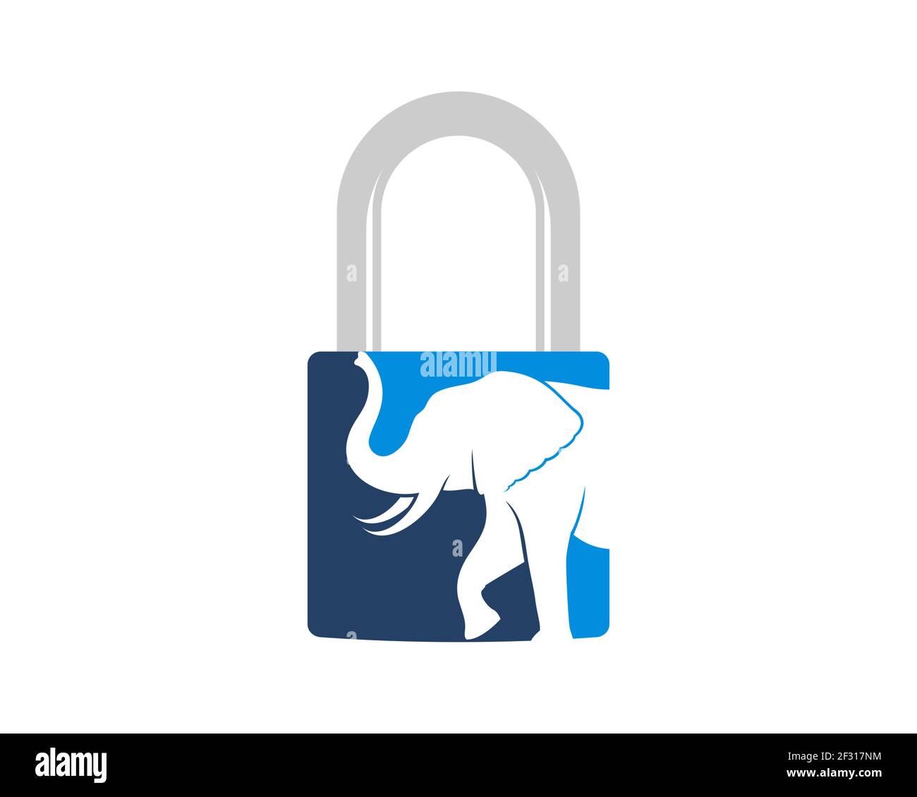 Candado con elefante caminando en el interior Foto de stock
