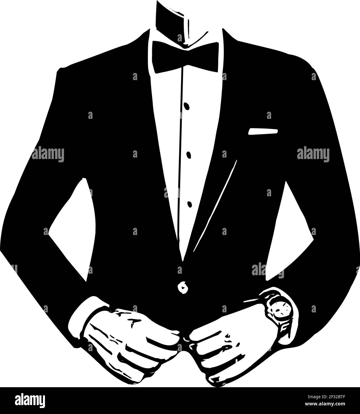 Dibujo de elegante moda joven hombre de smoking posando ilustración  vectorial Imagen Vector de stock - Alamy